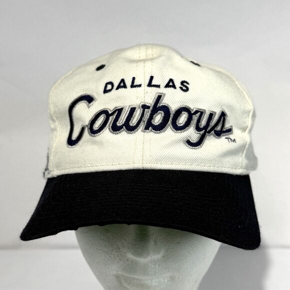 Vintage Dallas Cowboys Hat Cap Snapback White Sports Specialties Script NFL 90s - Picture 1 of 6